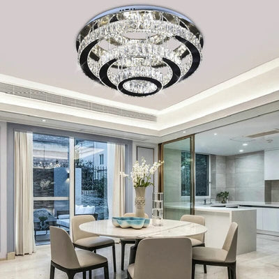Lustrous Crystal Round Chandelier Light, Elegant Modern Dazzling OpalDwell