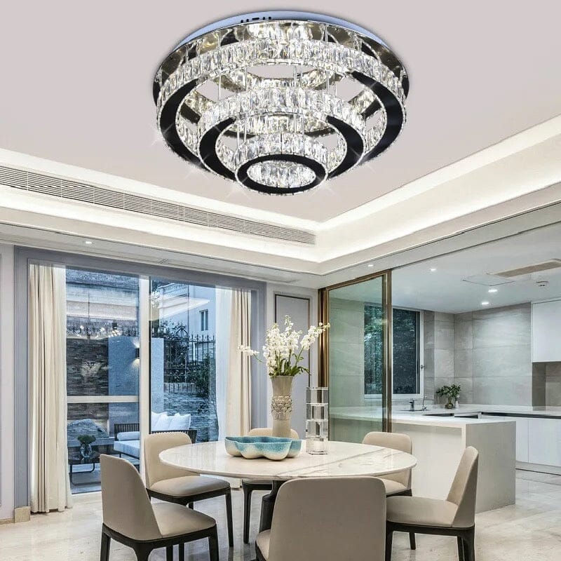 Lustrous Crystal Round Chandelier Light, Elegant Modern Dazzling OpalDwell