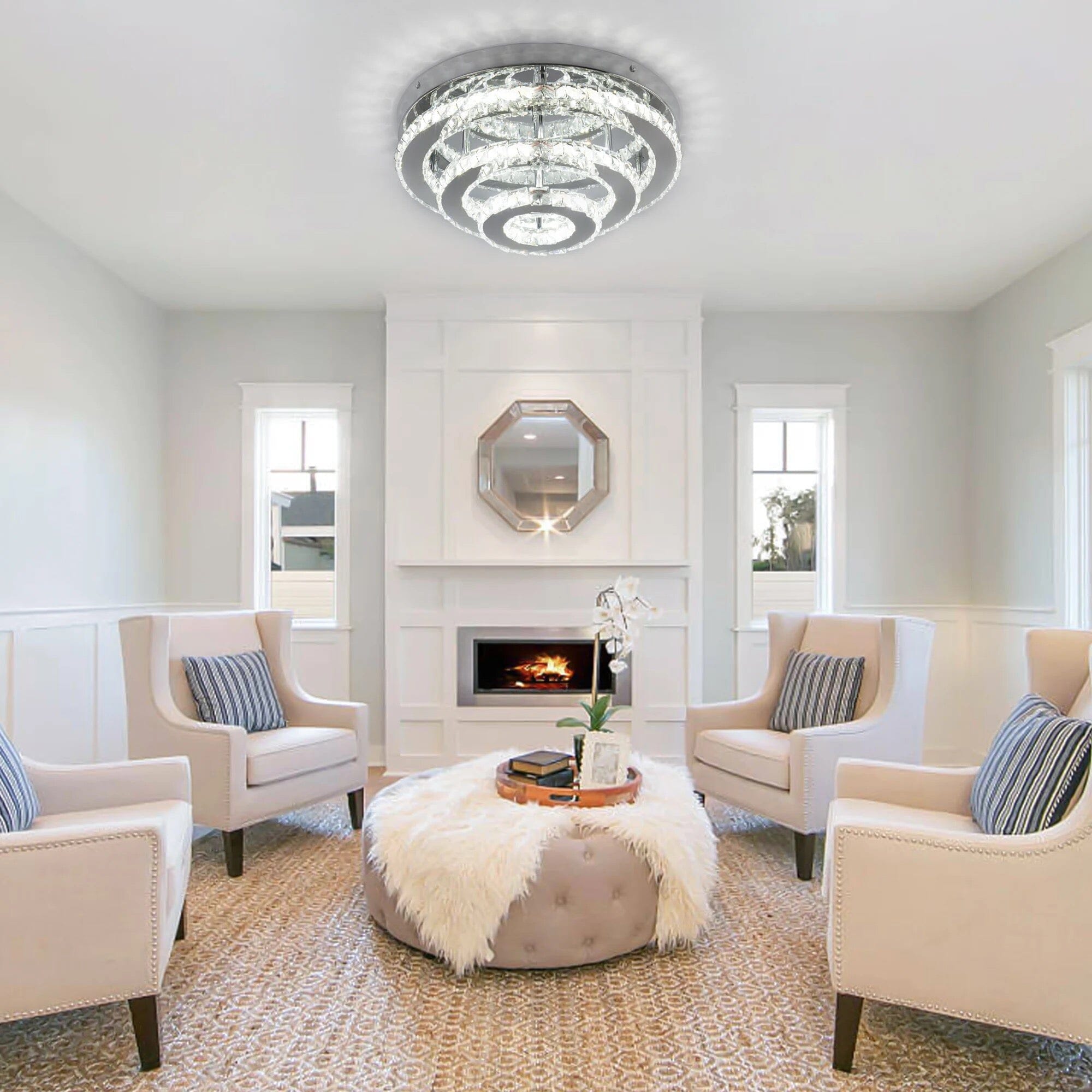Lustrous Crystal Round Chandelier Light, Elegant Modern Dazzling OpalDwell