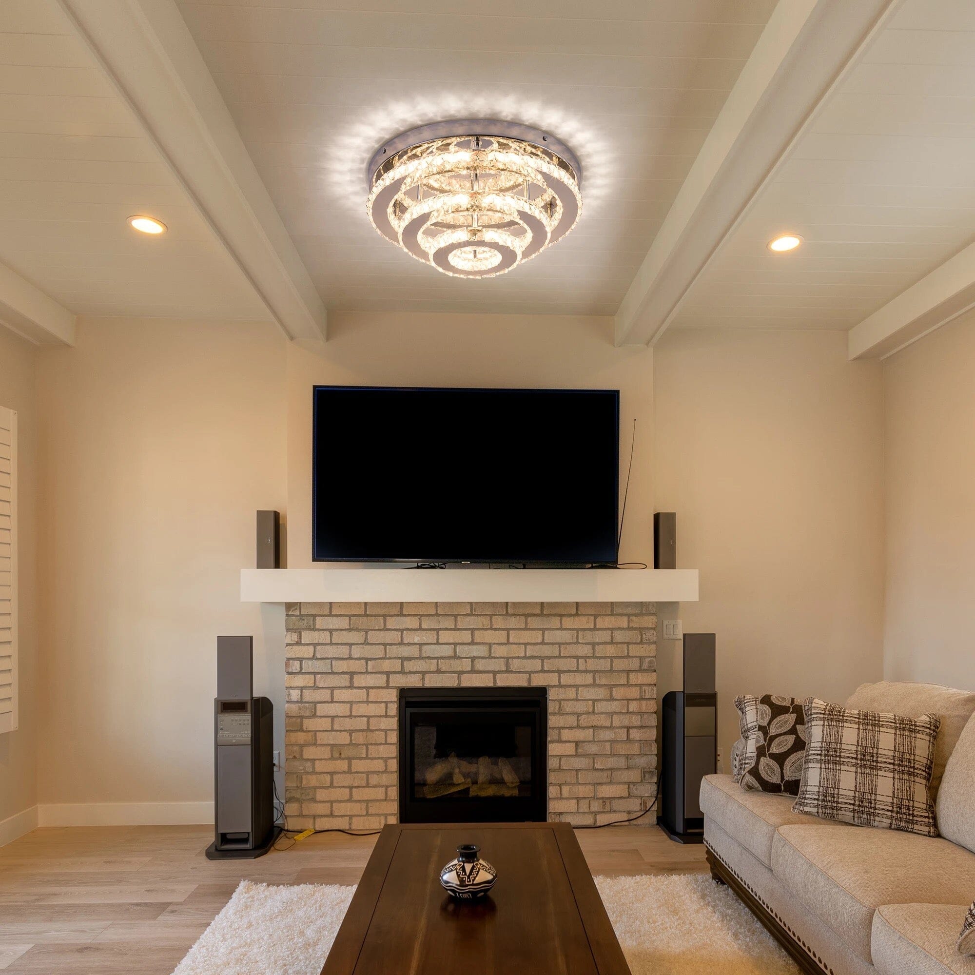 Lustrous Crystal Round Chandelier Light, Elegant Modern Dazzling OpalDwell