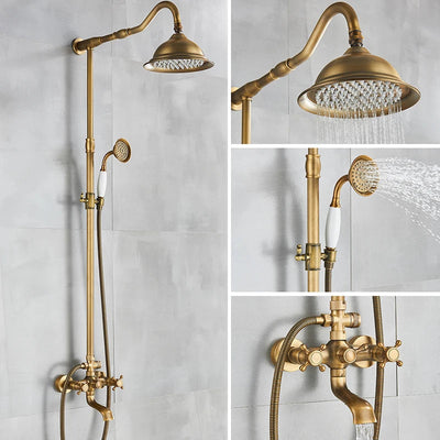 Marlen Classic Antique Brass In-Wall Shower System for Bathroom and Outdoor Use | OpalDwell OpalDwell