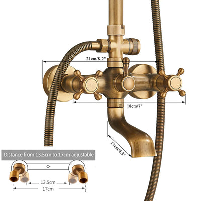 Marlen Classic Antique Brass In-Wall Shower System for Bathroom and Outdoor Use | OpalDwell OpalDwell