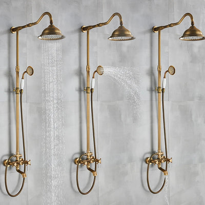 Marlen Classic Antique Brass In-Wall Shower System for Bathroom and Outdoor Use | OpalDwell OpalDwell
