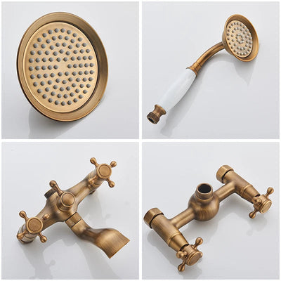 Marlen Classic Antique Brass In-Wall Shower System for Bathroom and Outdoor Use | OpalDwell OpalDwell