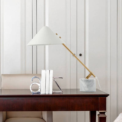 Elegant Marble Base Table Lamp Modern Brass Desk Light - OpalDwell