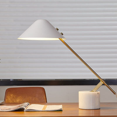 Elegant Marble Base Table Lamp Modern Brass Desk Light - OpalDwell