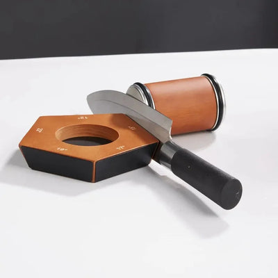 Quellio Edge Diamond Roller Knife Sharpener Pro Wood Base - OpalDwell