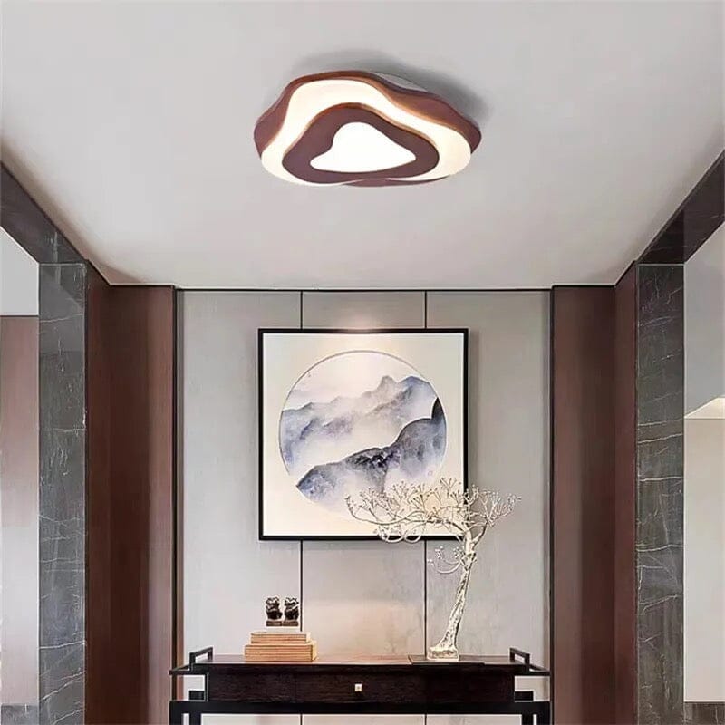 LumenVale Stylish Modern Wood And Metal Flush Mount Ceiling Light OpalDwell