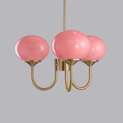 Alora Marshmallow Chandelier With Pink Glass Shades - OpalDwell