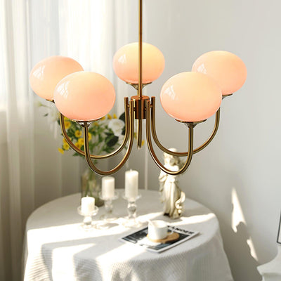 Alora Marshmallow Chandelier With Pink Glass Shades - OpalDwell