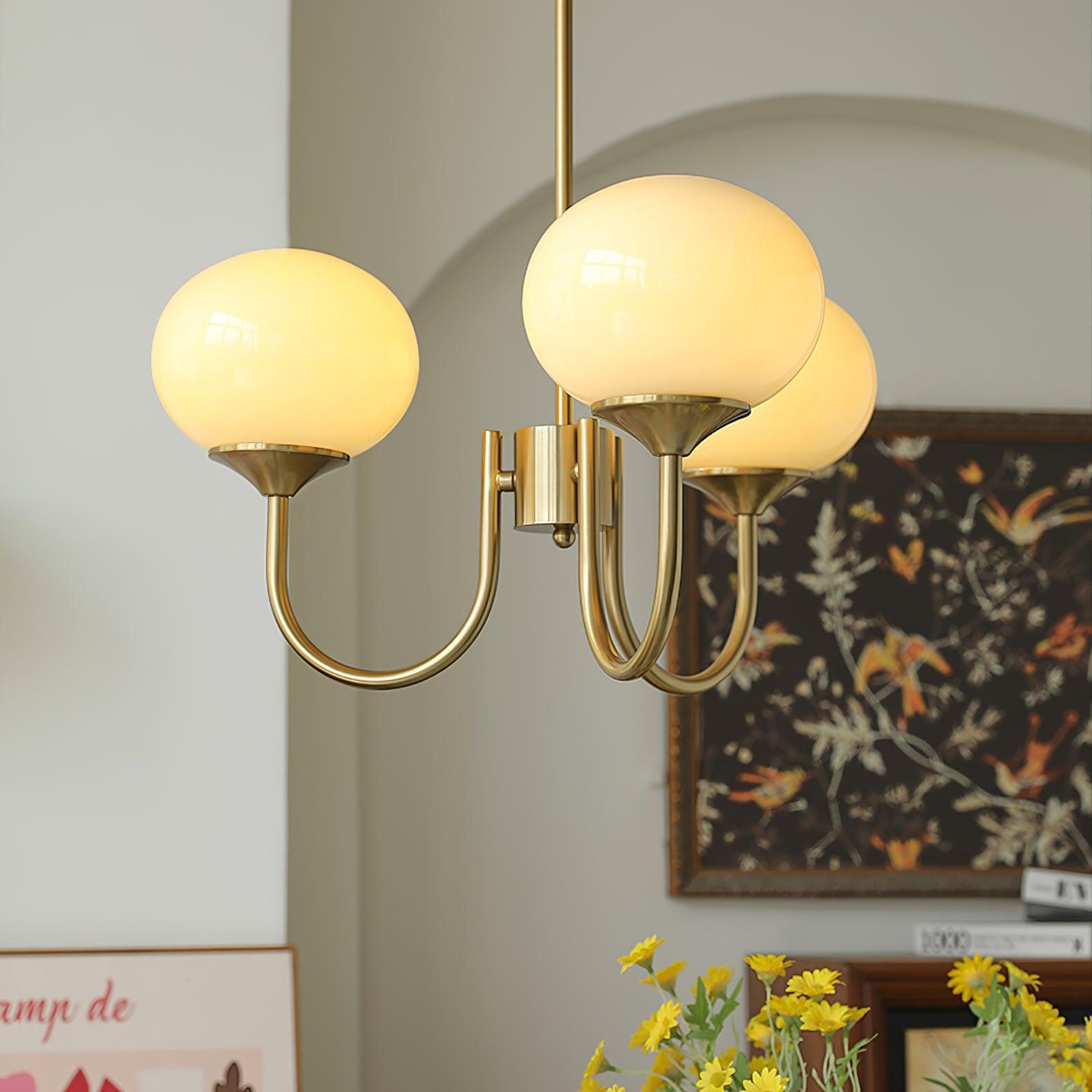Alora Marshmallow Chandelier With Pink Glass Shades - OpalDwell