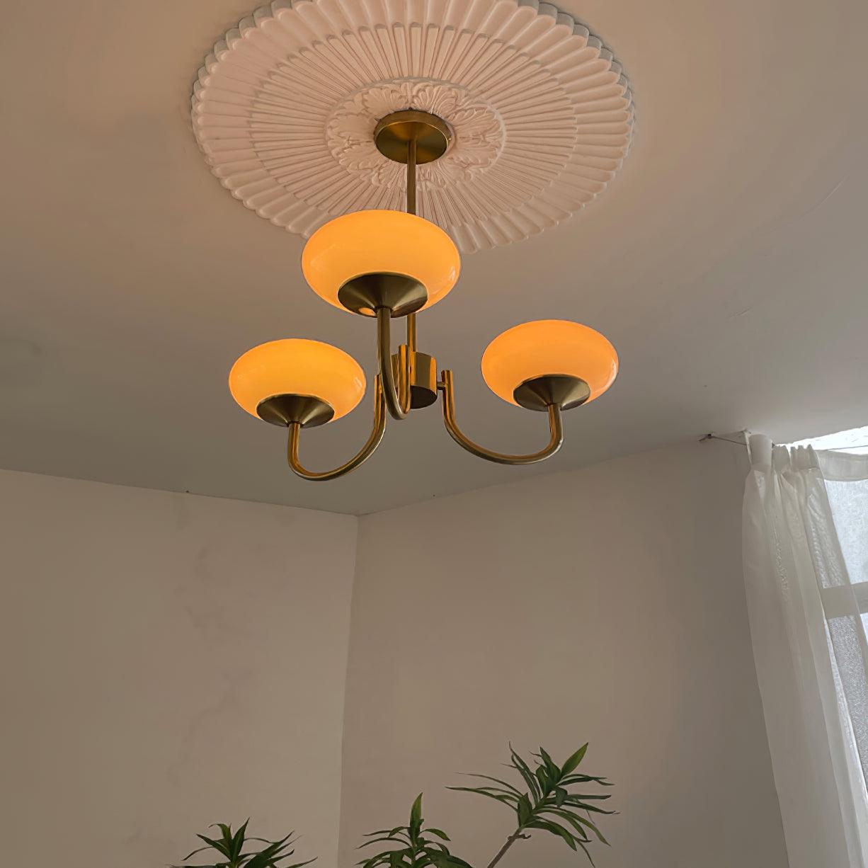 Alora Marshmallow Chandelier With Pink Glass Shades - OpalDwell