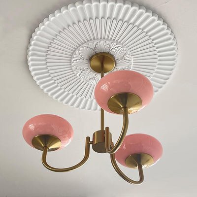Alora Marshmallow Chandelier With Pink Glass Shades - OpalDwell