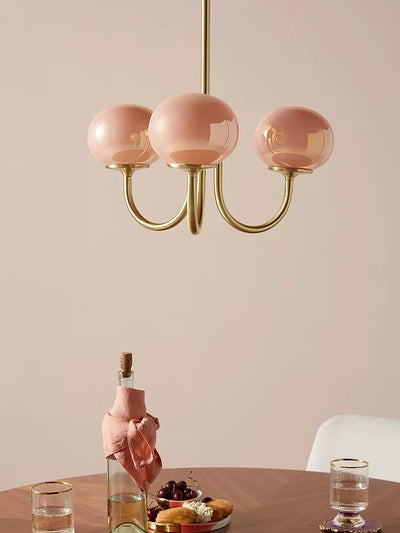 Alora Marshmallow Chandelier With Pink Glass Shades - OpalDwell