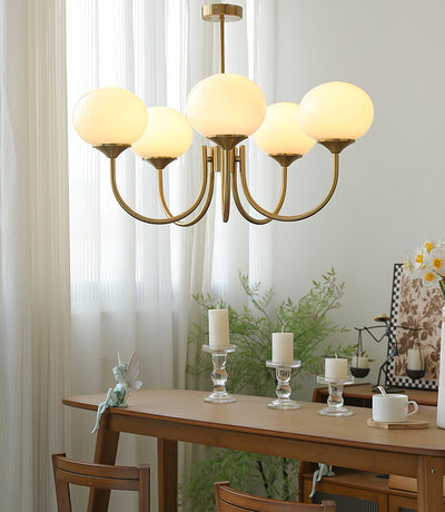 Alora Marshmallow Chandelier With Pink Glass Shades - OpalDwell