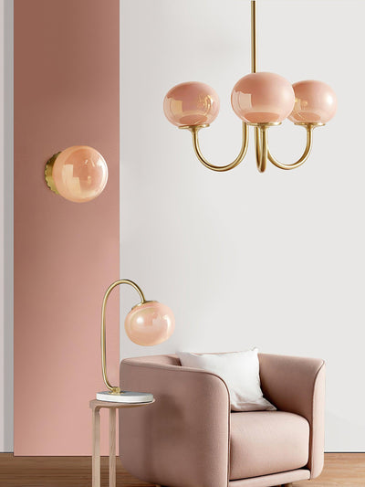 Alora Marshmallow Chandelier With Pink Glass Shades - OpalDwell