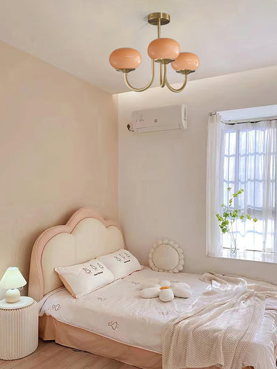 Alora Marshmallow Chandelier With Pink Glass Shades - OpalDwell