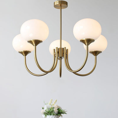 Alora Marshmallow Chandelier With Pink Glass Shades - OpalDwell