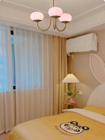 Alora Marshmallow Chandelier With Pink Glass Shades - OpalDwell