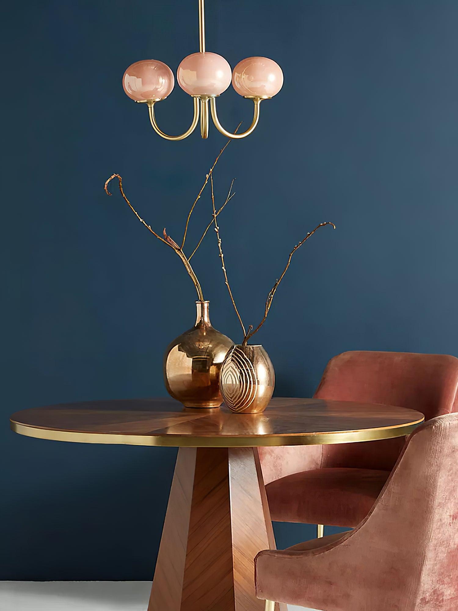 Alora Marshmallow Chandelier With Pink Glass Shades - OpalDwell