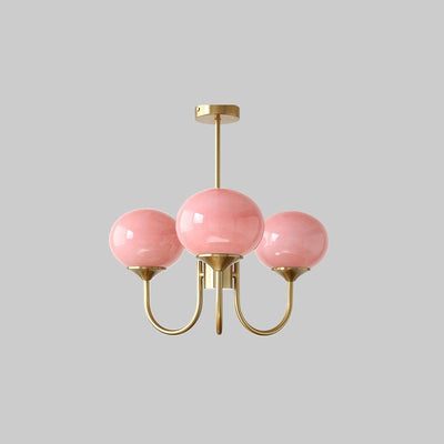Alora Marshmallow Chandelier With Pink Glass Shades - OpalDwell