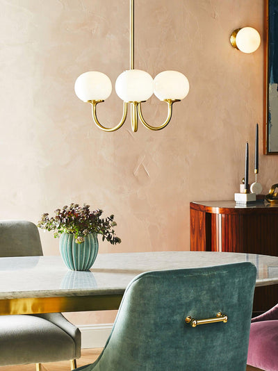 Alora Marshmallow Chandelier With Pink Glass Shades - OpalDwell