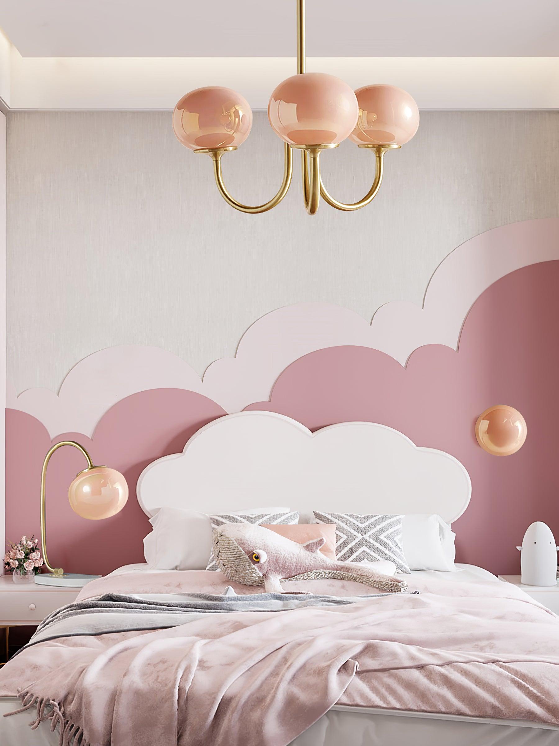 Alora Marshmallow Chandelier With Pink Glass Shades - OpalDwell