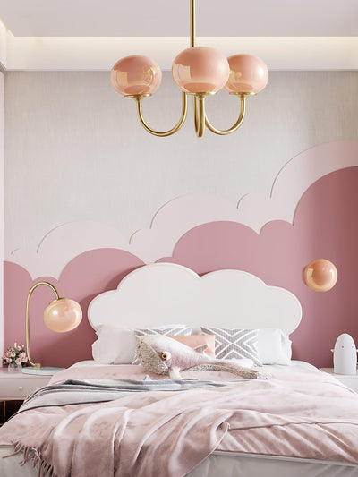 Alora Marshmallow Chandelier With Pink Glass Shades - OpalDwell