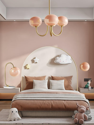 Alora Marshmallow Chandelier With Pink Glass Shades - OpalDwell