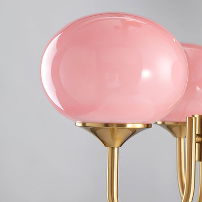 Alora Marshmallow Chandelier With Pink Glass Shades - OpalDwell
