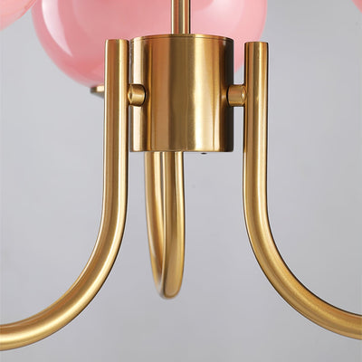 Alora Marshmallow Chandelier With Pink Glass Shades - OpalDwell
