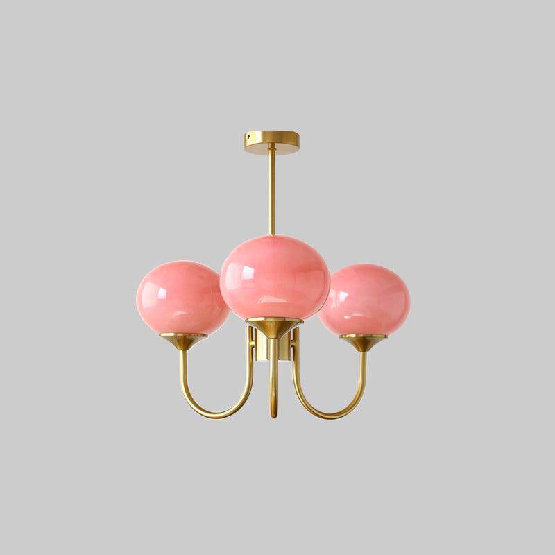 Alora Marshmallow Chandelier With Pink Glass Shades - OpalDwell
