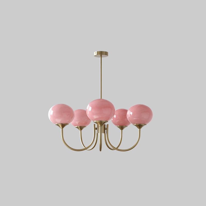 Alora Marshmallow Chandelier With Pink Glass Shades - OpalDwell