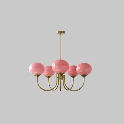 Alora Marshmallow Chandelier With Pink Glass Shades - OpalDwell