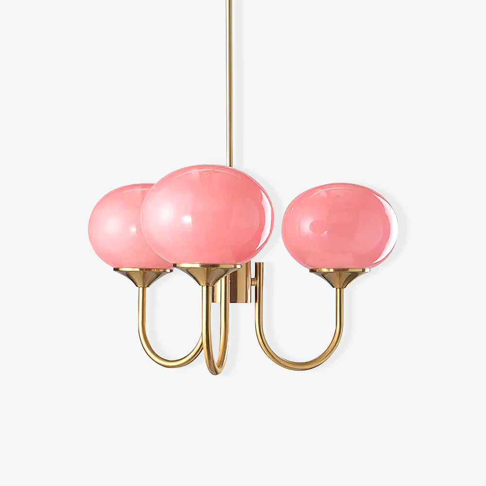 Alora Marshmallow Chandelier With Pink Glass Shades - OpalDwell