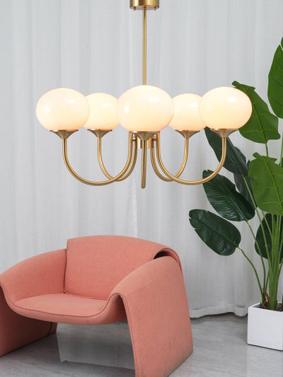 Alora Marshmallow Chandelier With Pink Glass Shades - OpalDwell