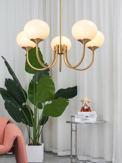 Alora Marshmallow Chandelier With Pink Glass Shades - OpalDwell