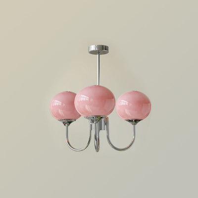 Alora Marshmallow Chandelier With Pink Glass Shades - OpalDwell