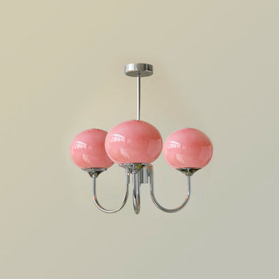 Alora Marshmallow Chandelier With Pink Glass Shades - OpalDwell