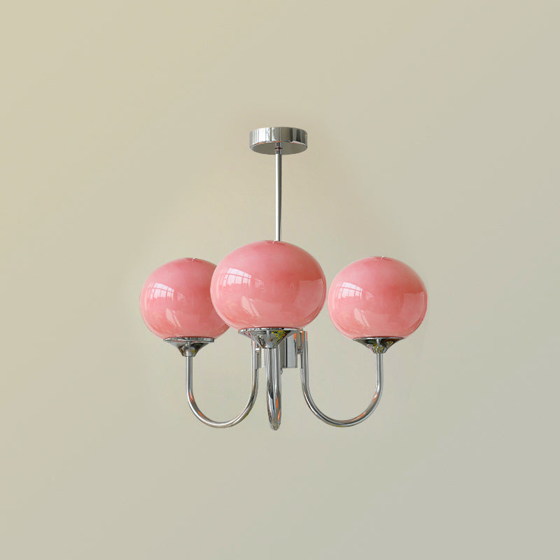 Alora Marshmallow Chandelier With Pink Glass Shades - OpalDwell