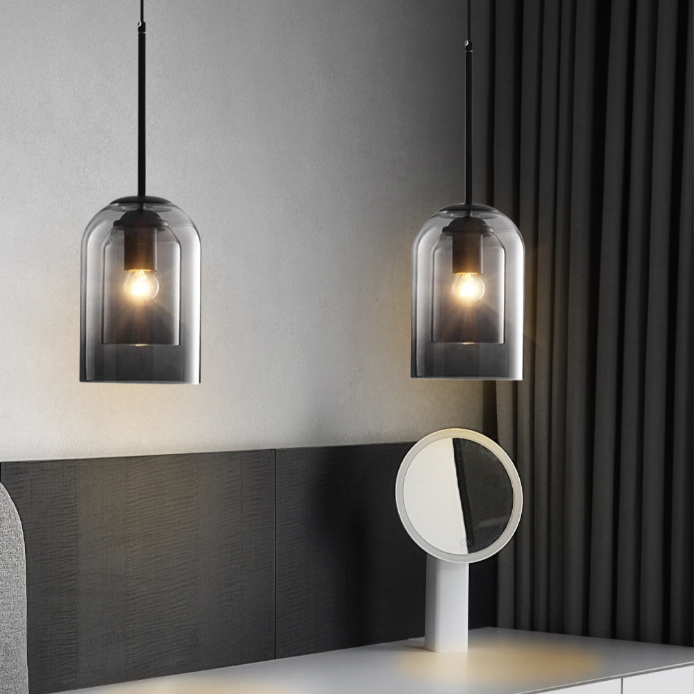 Asteria Duo Glass Pendant Light Mid-Century Ceiling Fixture OpalDwell