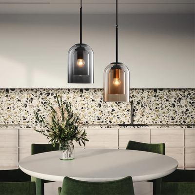 Asteria Duo Glass Pendant Light Mid-Century Ceiling Fixture OpalDwell
