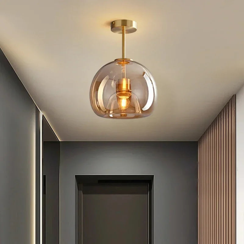 Aurora Glass Ceiling Light Sleek Minimalist Glow Ambience - OpalDwell