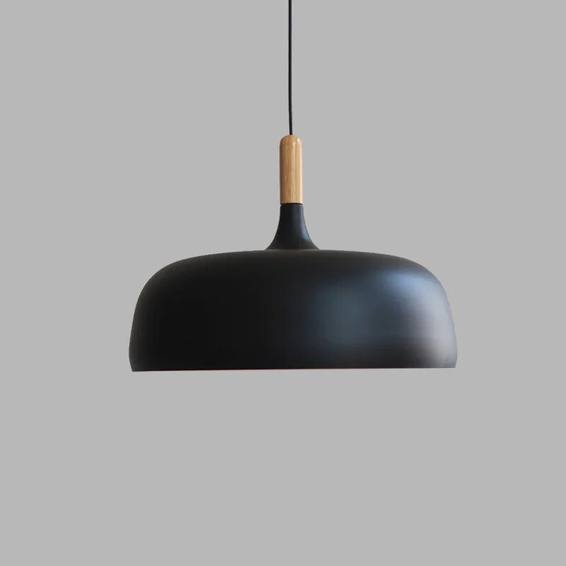 Kirra Nordic Black Pendant Light with Wood Accent Lamp - OpalDwell