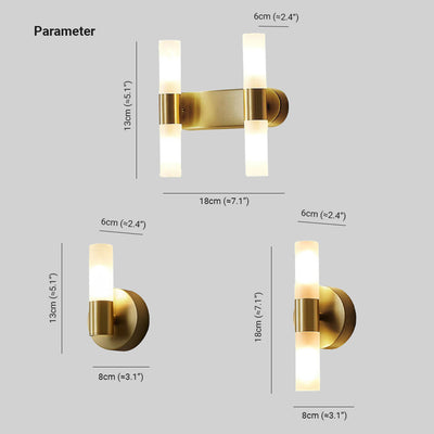 Solara Brushed Gold Wall Sconce With Frosted Glass Diffuser LED - OpalDwell