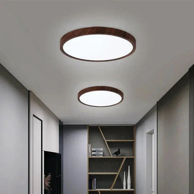 AstraHalo Walnut Ultrathin Circular Ceiling Light For Home OpalDwell