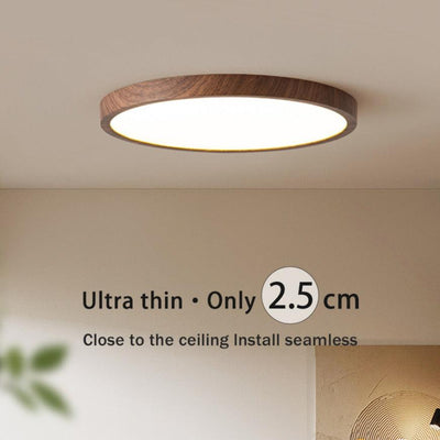 AstraHalo Walnut Ultrathin Circular Ceiling Light For Home OpalDwell