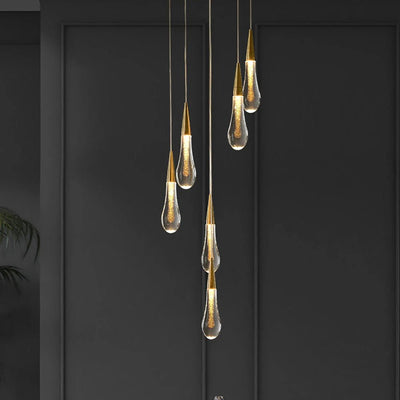 Lyra Glass and Iron Droplet Pendant Light for Kitchen OpalDwell