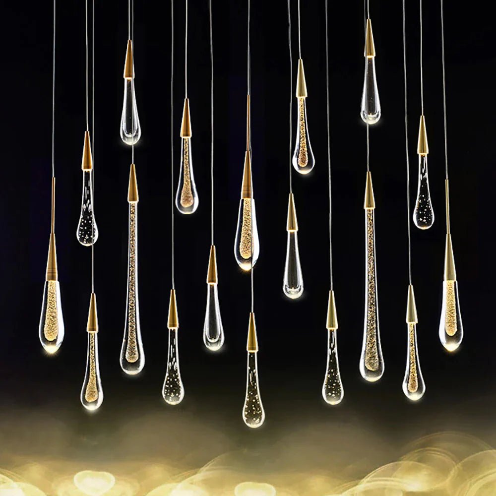 Modern Aurelia Droplet LED Pendant Light Glass and Iron OpalDwell