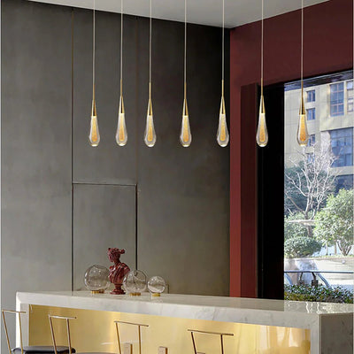 Lyra Glass and Iron Droplet Pendant Light for Kitchen OpalDwell